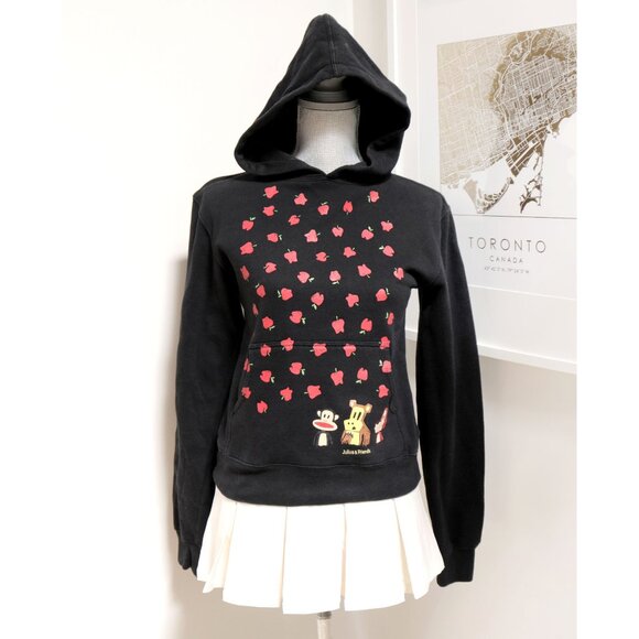 Paul Frank Black Apple Print Hoodie y2k - Picture 1 of 7
